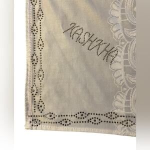 White wide scarf Lacey iridescent vintage look With beating around two sides